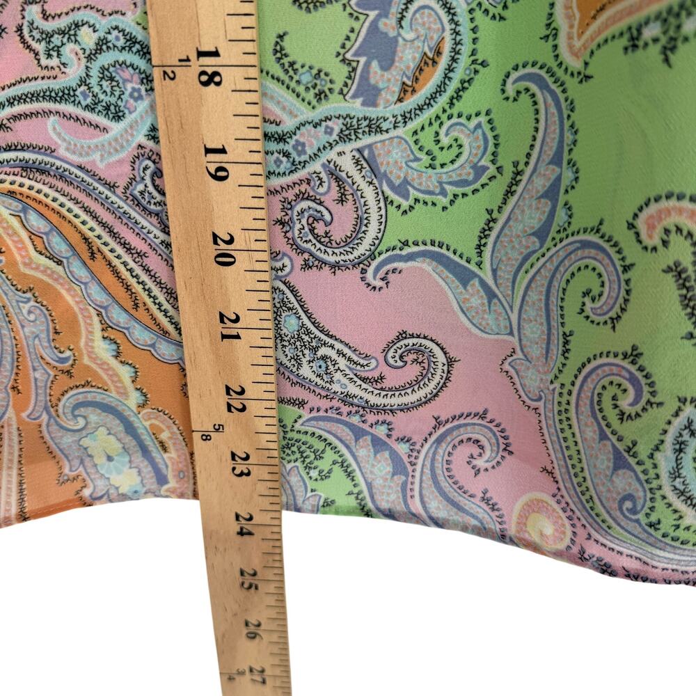 Chaps Y2K Paisley Flowy Blouse Top Womens Small Green Pink Blue Boho Retro - Picture 4 of 9